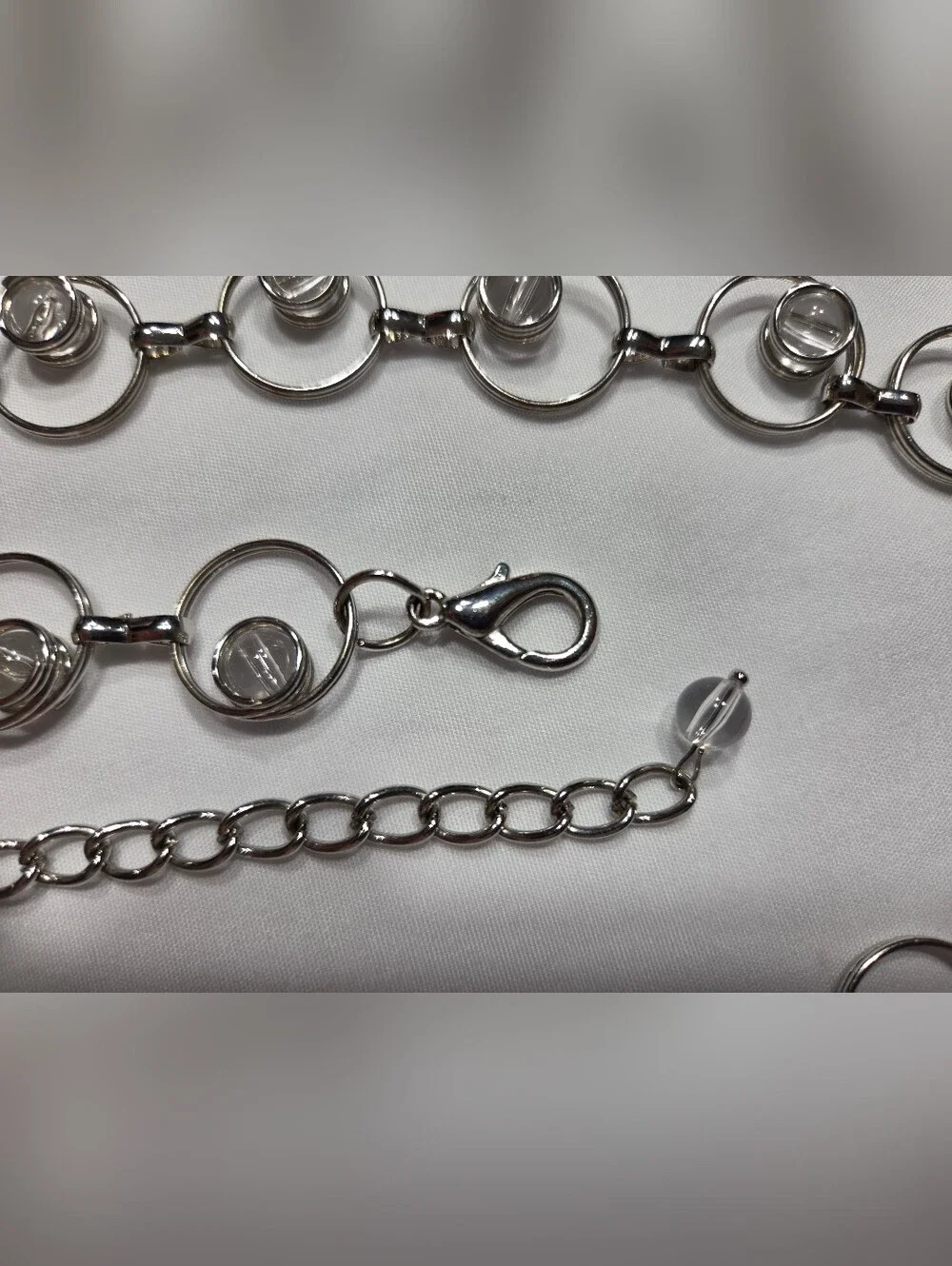 Elegant Silver-Tone Crystal Circle-Link Belt - Women Accessories
